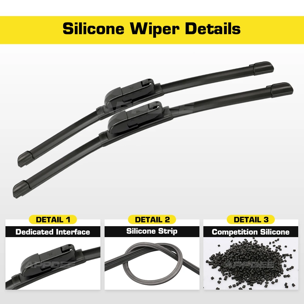 Premium Silicone & Rubber Front Wiper Blades Set - Enhanced Windshield Performance, 26 + 18