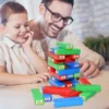 Timber Tower Block Stacking Game, Colored Cartoon Plastic Building Blocks Board, Educational Toy Game, Brick Tower Stacking Game 6