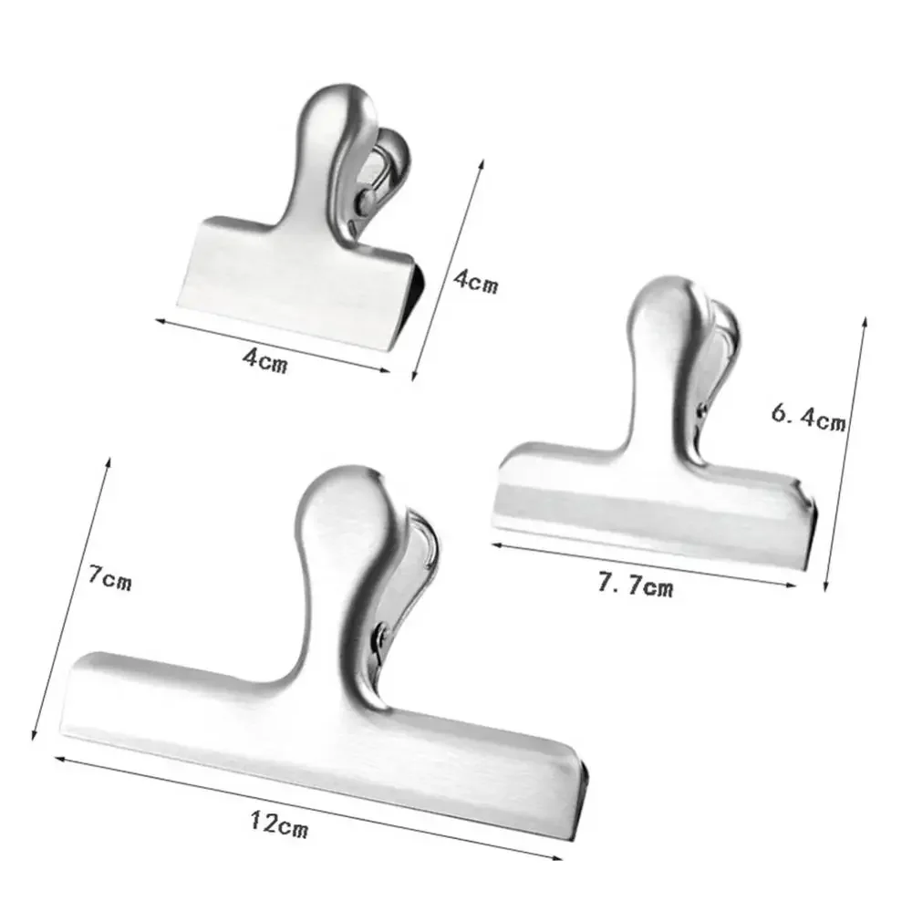 3 Stuks Roestvrijstalen Zak Clipsf Voor Voedsel Zware Metalen Zilveren Voedsel Clips Kantoor Papier Klemt Luchtdichte Afdichting Snack Clips