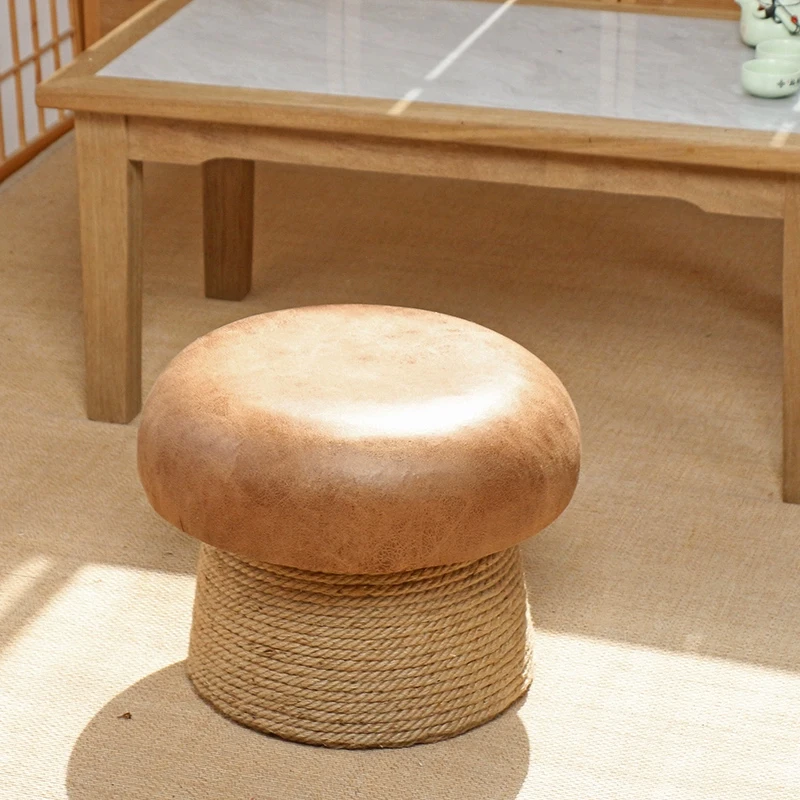 

Home Furniture Tatami Low Stool Hemp Rope Woven Stool Living Room Sofa Stool Circular Chair Porch Shoe Changing Stool Footstool