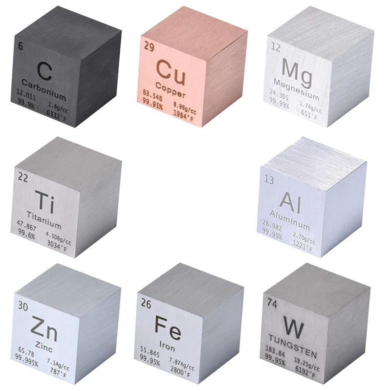 

8 PCS Elements-Cube Set 1Inch Tungsten-Cube As Shown Metal For Teaching, Gift, Collection