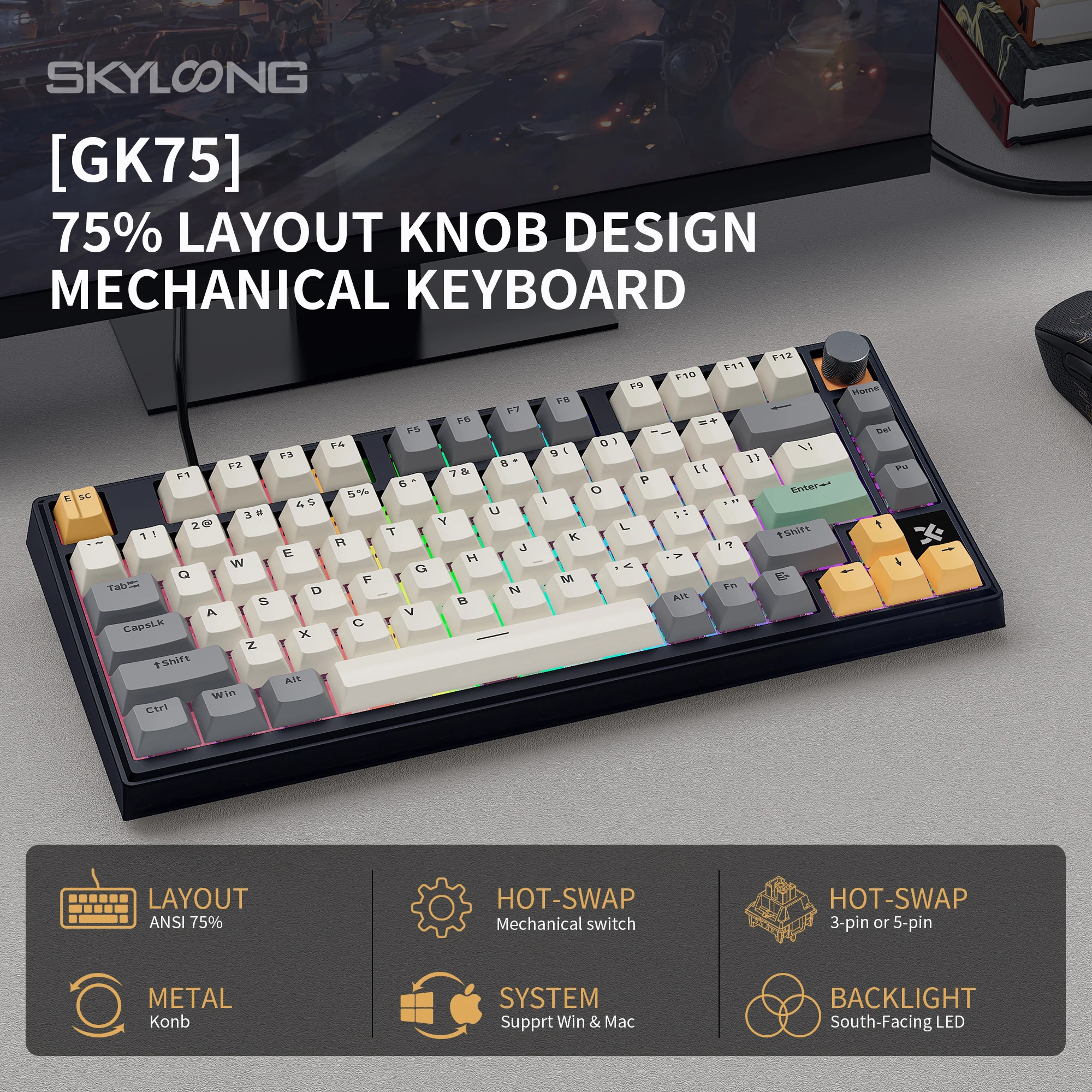Teclado Mecânico SKYLOONG GK75 75%