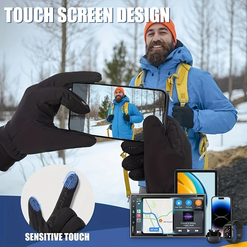 RIGWARL Winter Men Gloves Cycling Gloves Touch Screen Windproof Sports Gloves Warm Thermal Fleece Running Ski Cycling Gloves 6