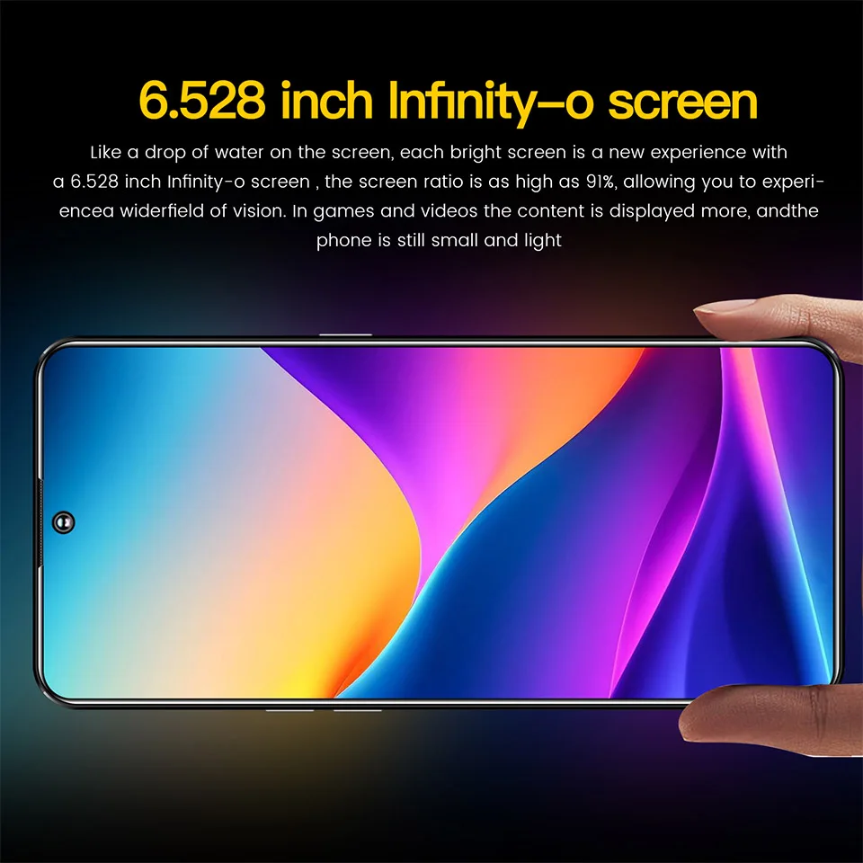 Global Version UNIWA K652 Ultra-Thin Smartphone 6.53 Inch Quad Core 3GB+64GB Mobile Phone Android 9.1 3250mAh 13MP 4G Cell Phone