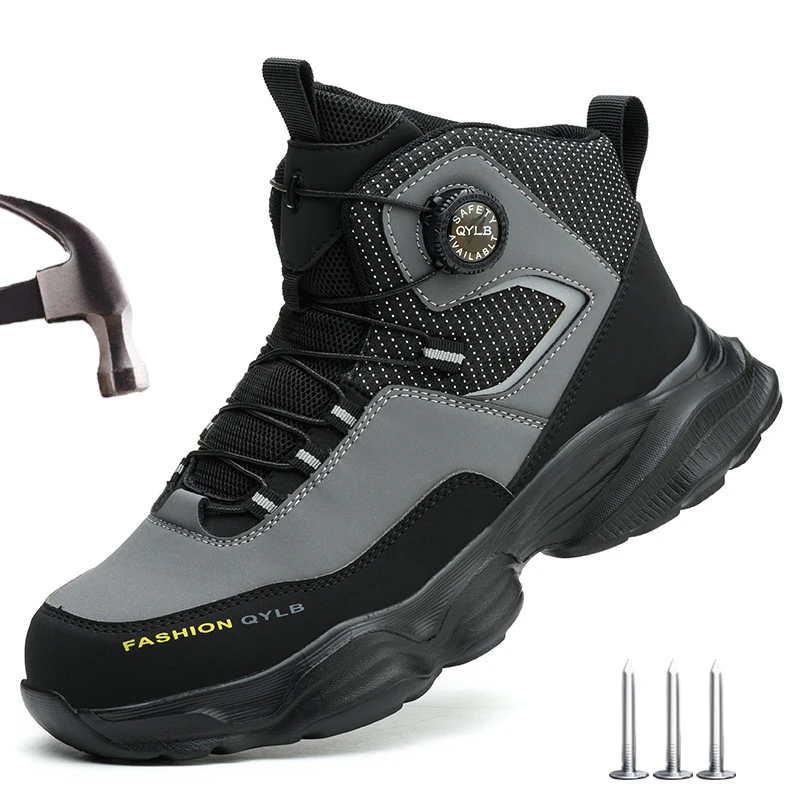 Bota De Seguridad Otoño Invierno,Puntera De Acero Ligera Para Hombre,Zapatos De Trabajo Cómodos,Antideslizante Resistente A Pinchazos,Seguridad Industrial Transpirable (Beige 42