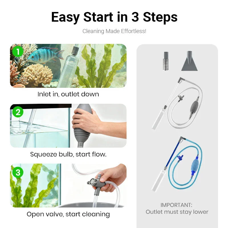 Manual Semi Aquarium Siphon Vacuum Cleaner Fish Tank Water Changer Manual Water Changer Semi-Automatic Aquarium Pump Cleaner