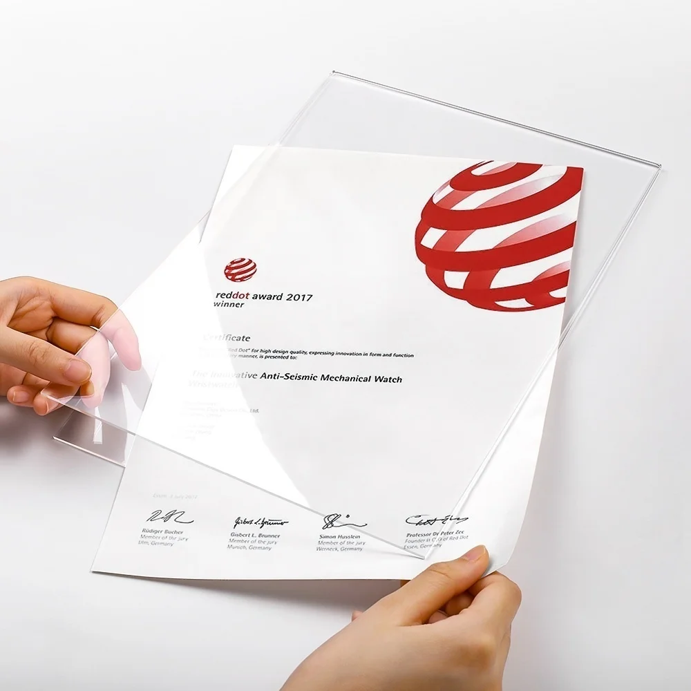 A4 Acrylic Certificate Stand Tabletop Document Frame 2 Wood Styles Picture Holder Sign Frame Card Place Note Holders