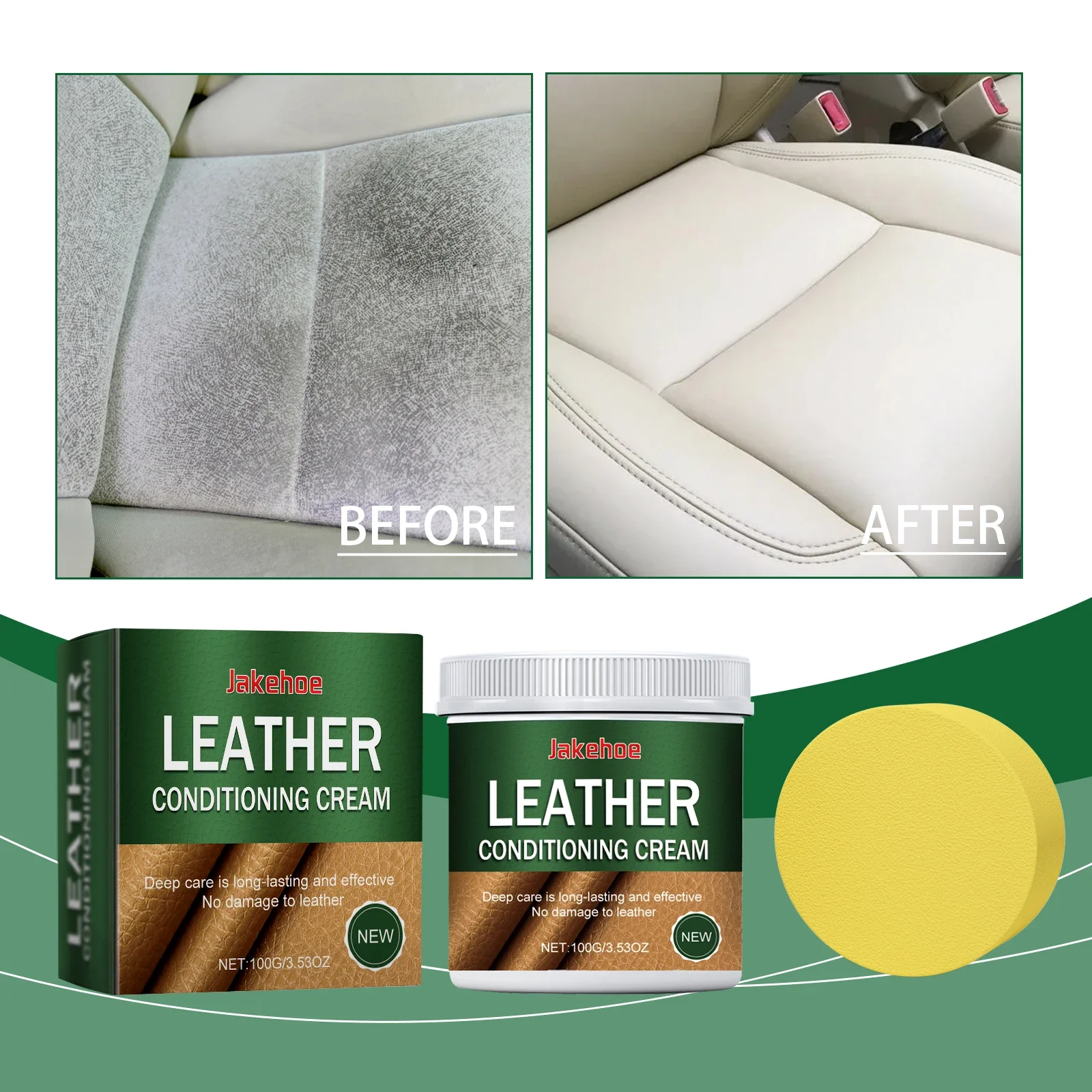 Professional Leather Cleaner Cream For Genuine Sofa,Bags,Purse Stain Removal,Car Seats Care,Leather Polish & Renewal Kit