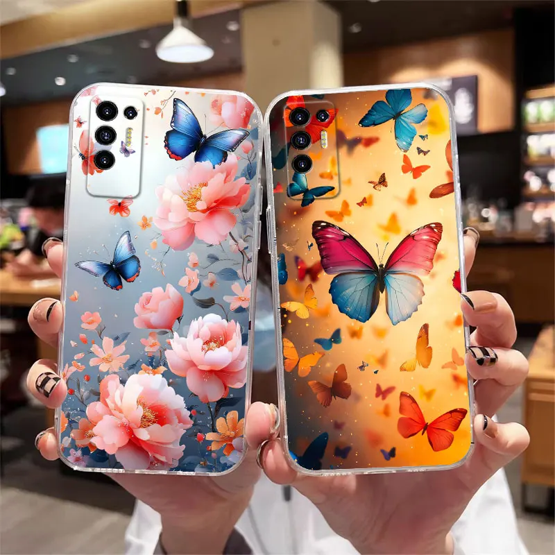 Floral Clear Shockproof Soft Silicone Protective Phone Case Cover