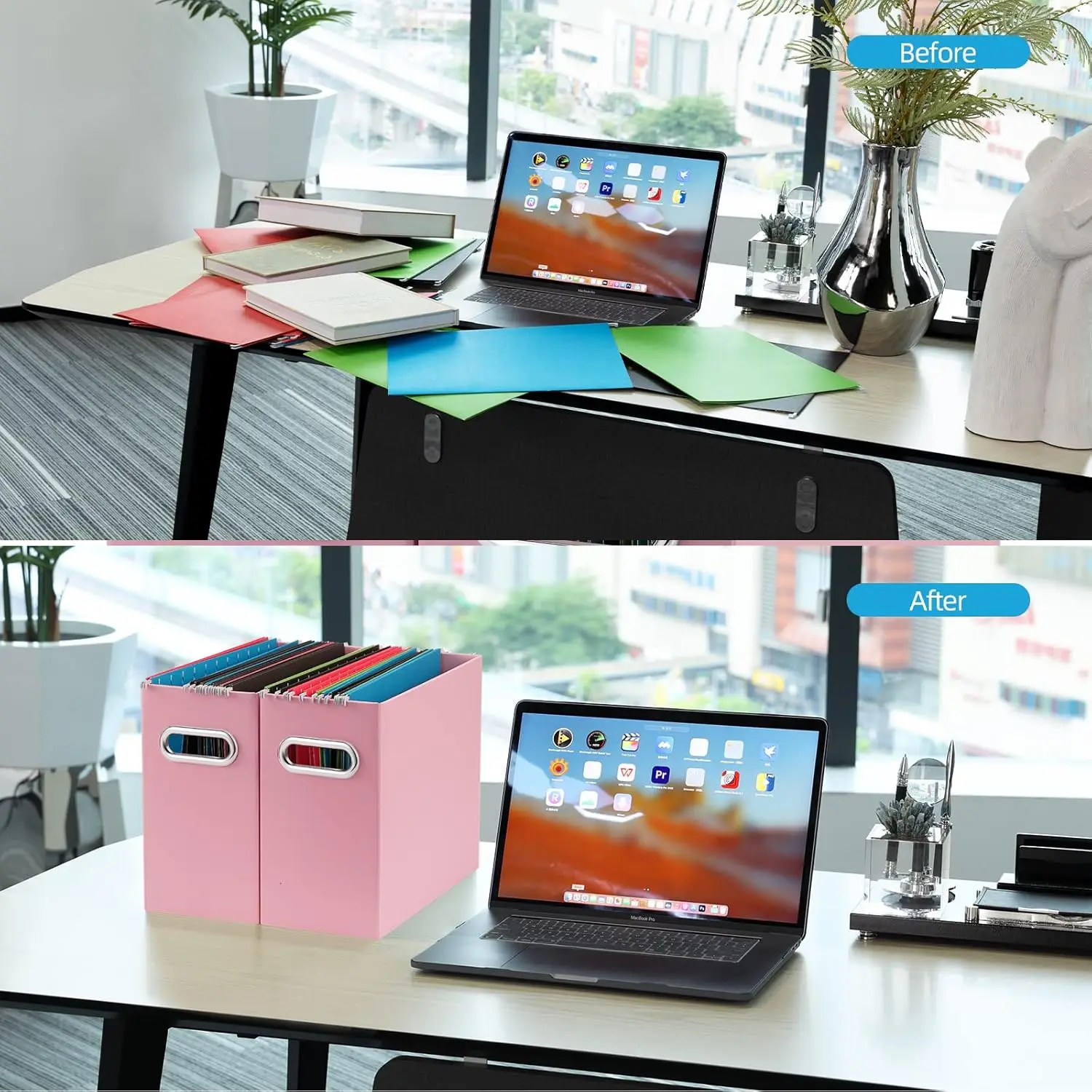 File Organizer Collapsible File Box Hanging Organizer Letter Size 2Pack