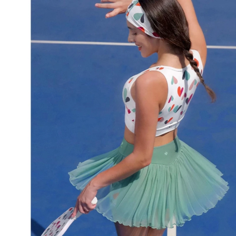Sports Plaid Tennis Skirt Women Summer Lightweight Breathable and Professional Ball Skirt Fitness Side Pocket Short Gauze