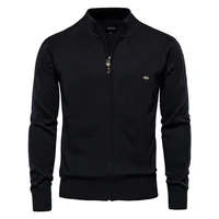 Nouveau pull pour homme à col montant et fermeture éclair, printemps-automne, élégant et décontracté, sans décoloration. Manteau en tricot à texture géométrique. 4