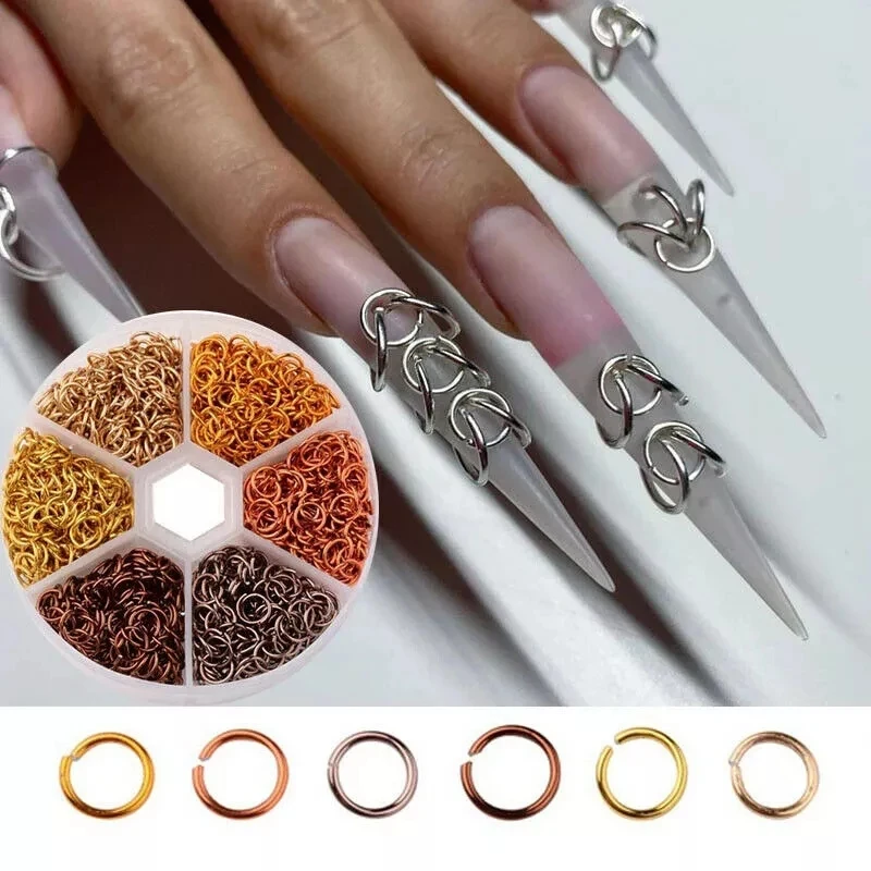 Metal Rivet Nail Decoration Piercing Jewelry Rings,1PCS Nail Drill Tool Silver Perforated Punk Nail Piercing Art Dangle Charms 3