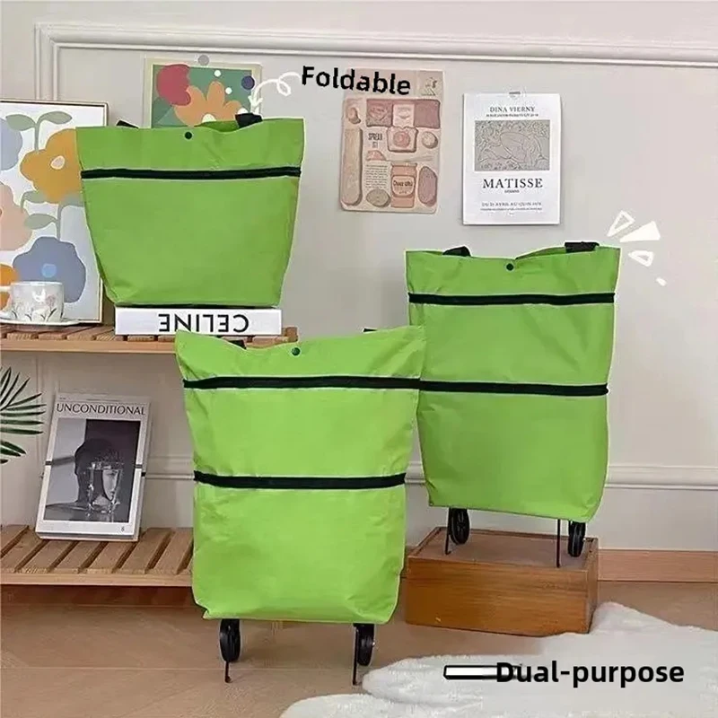 Foldable Shopping Trolley Bag With Wheels Large Reusable Cloth Hand Tote Bolsas Eco Fabric Supermarket Grocery Pull Cart Bag 5