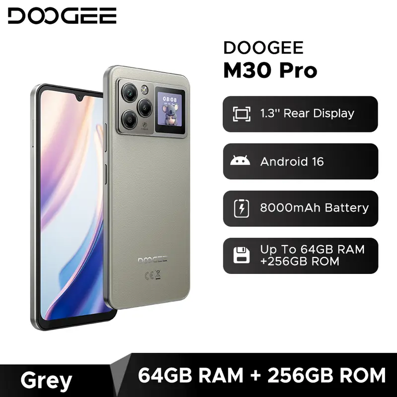 World Premiere DOOGEE M30 Pro Smartphone 1.3'' Rear Display 8000mAh 6.88'' Screen 64GB RAM(8GB+56GB) 256GB ROM Android 16 NFC - Image 9