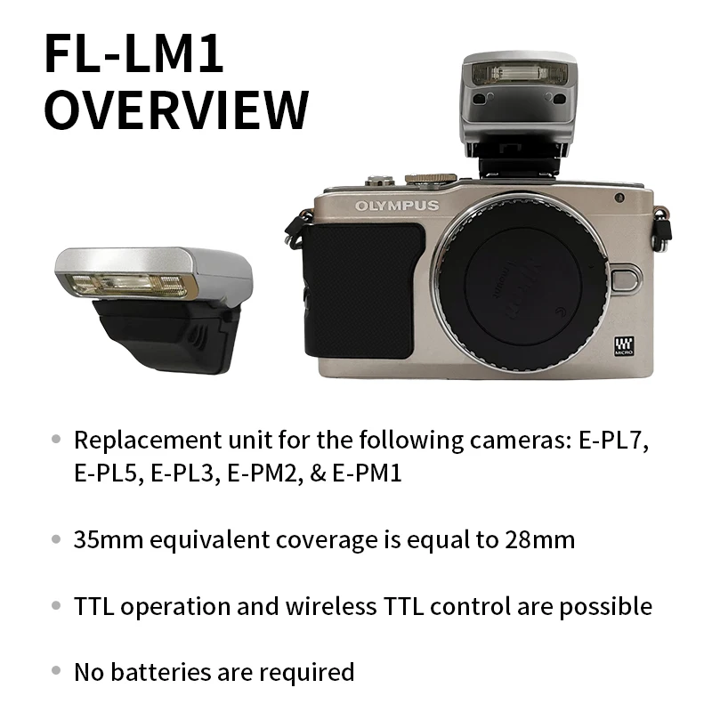 FL-LM1 TTL flash suitable for Olympus E-PL7 E-PL5 E-PL6 E-PL8 E-PM2 E-P5 OM-D E-M1 E-M5 EM1 EM5 digital camera on camera flash camera flash