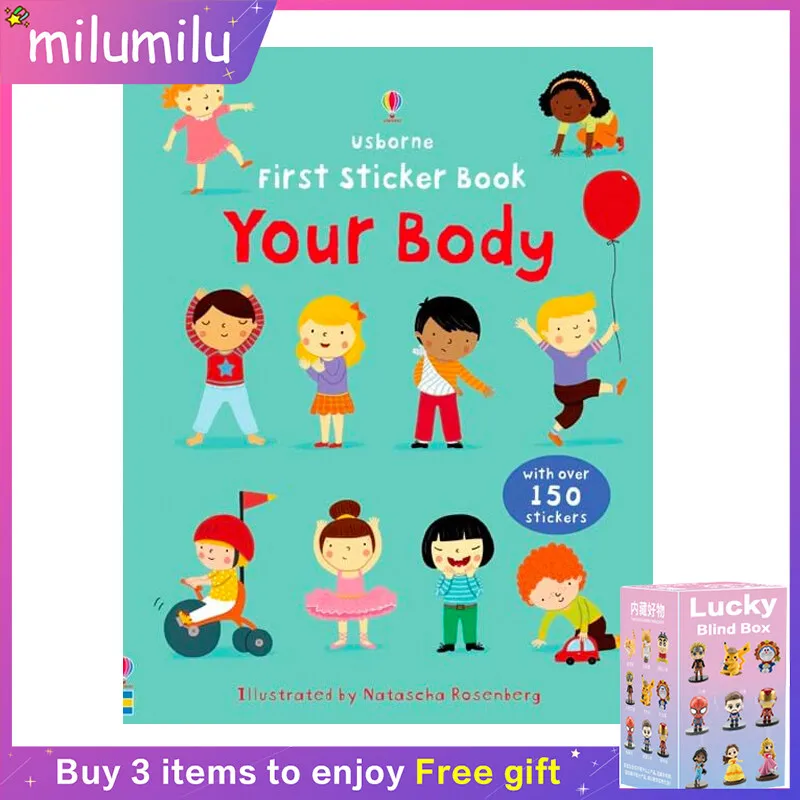 

MiluMilu Usborne Original Popular Education Books First Sticker Book Your Body Colouring English Activity Picture