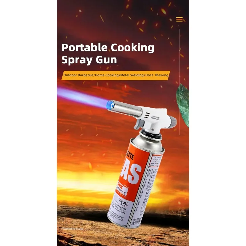 Auto-Ignition Butane Gas Torch - Adjustable Flame Welding & Cooking Gun for BBQ, Camping & Soldering, Portable Blow Torch with