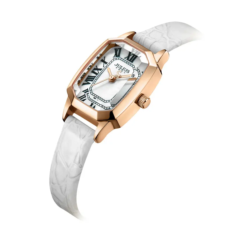 Retro Mother-of-pearl Lady Julius Women's Watch Japan Quartz Hours Clock Fashion Real Leather Girl's Birthday Gift No Box