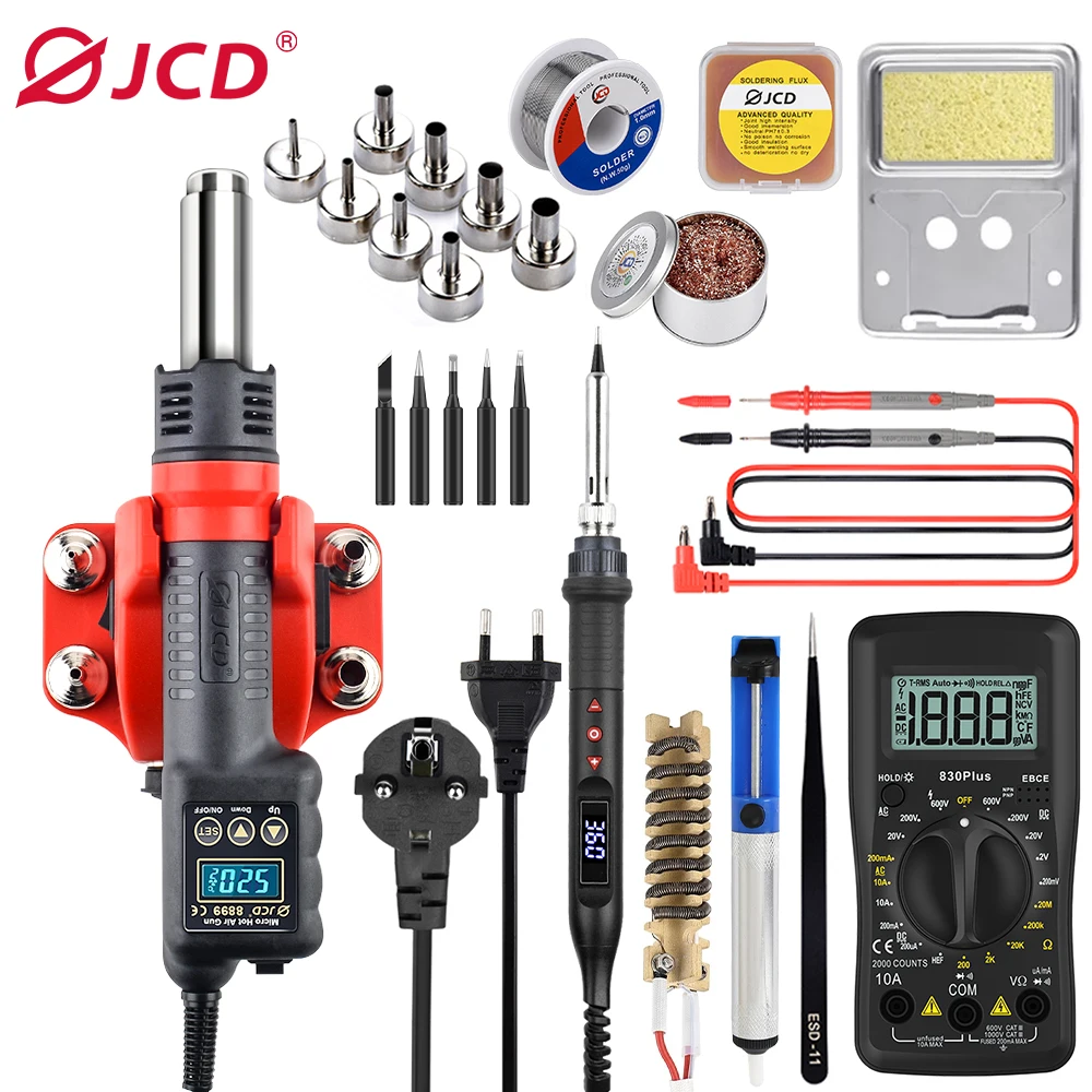 

JCD 8899 2 in 1 Soldering Station Digital Display Hot Air Gun Welding Rework For Cell-Phone BGA SMD PCB IC Repair Tool 110V/220V