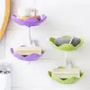 Double Layer Flowers Lotus Shape Draining Soap Dish Soap Box Plate Holder Portable Punch-free Soap Tray Bathroom Accessories 4