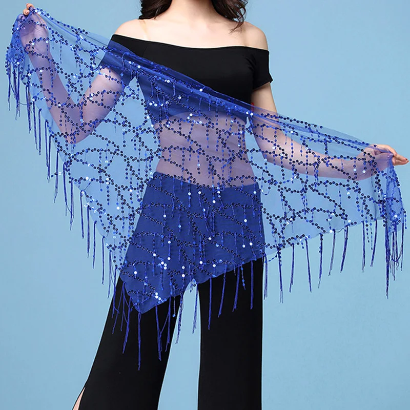 

Belly Dance Costumes Sequins Tassel Indian Belly Dance Hip Scarf For Women Dance Performance Waist Belt Triangle Scarf Chain
