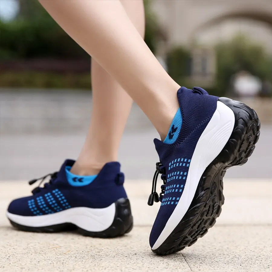Sneakers Shoes Women Fashion for Walking Fitness Sport Chunky Platform Height Increasing Breathable Loafers Elastic