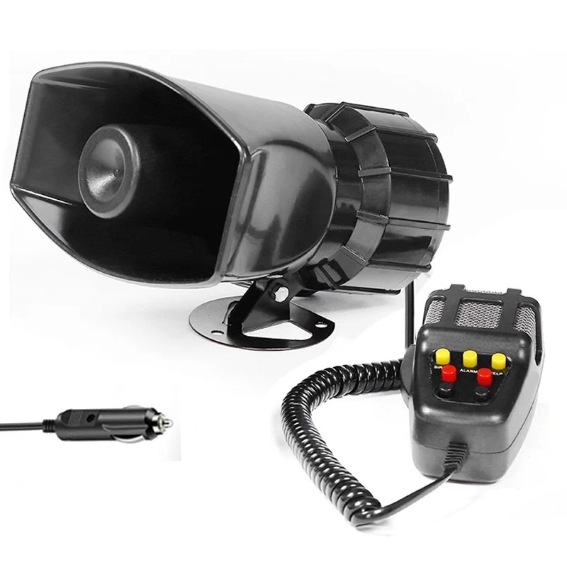 Car Siren Horn Mic PA System Emergency Amplifier Hooter 12V 100W Police Siren Air Horn Megaphone Tone Car Warning Alarm Speakers Loud