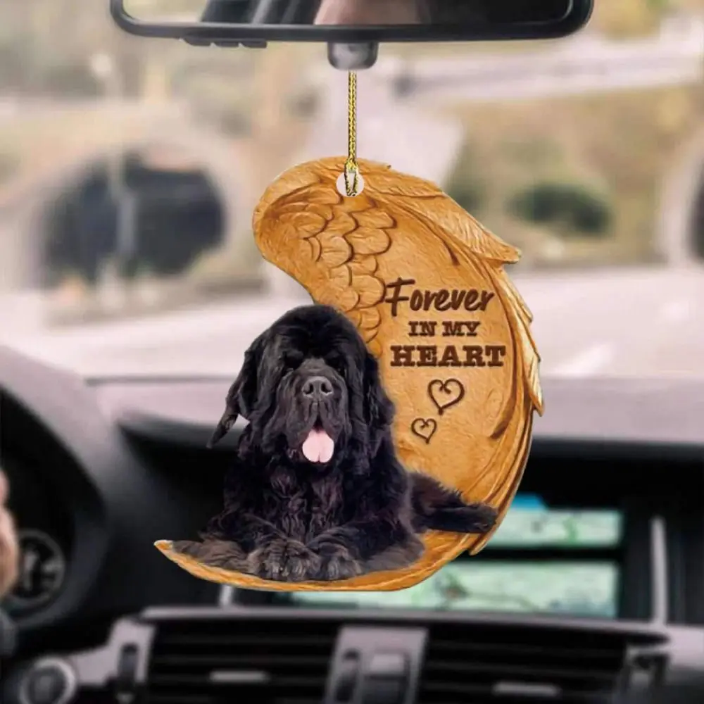 

Decorative Dog Angel Pendant Cute Hanging Acrylic Dog Car Pendant 2D Dog Hanging Decorations Key Chains