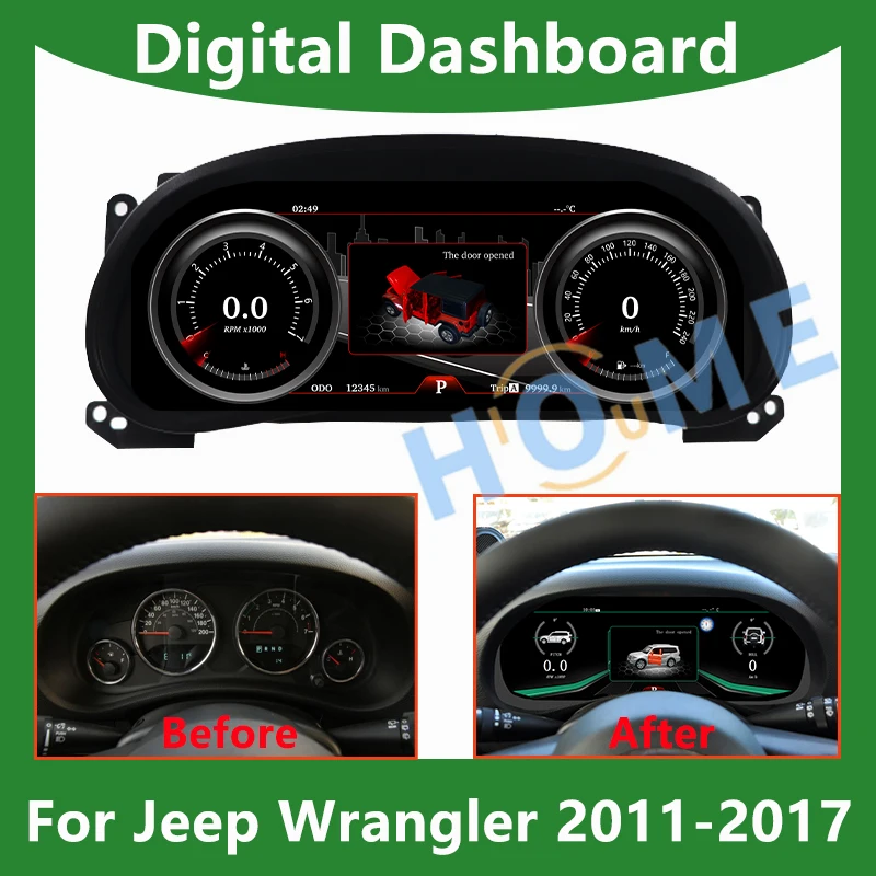 

Counter Digital Dashboard Panel Virtual Instrument Cluster CockPit LCD Speedometer For Jeep Wrangler 2011-2017