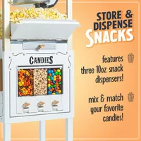 Popcorn Maker Machine, Professional Cart With 8 Oz Kettle Makes Up to 32 Cups Vintage Popcorn Machine Movie Theater Style, Ivory 2
