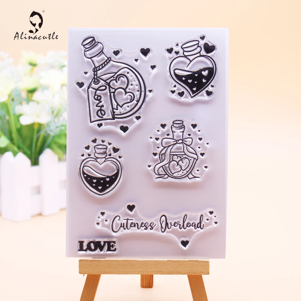 

Alinacutle CLEAR STAMPS Heart Bottle Valnetine's Scrapbooking Handmade Card Album Paper Craft Rubber Transparent Silicon Stamp