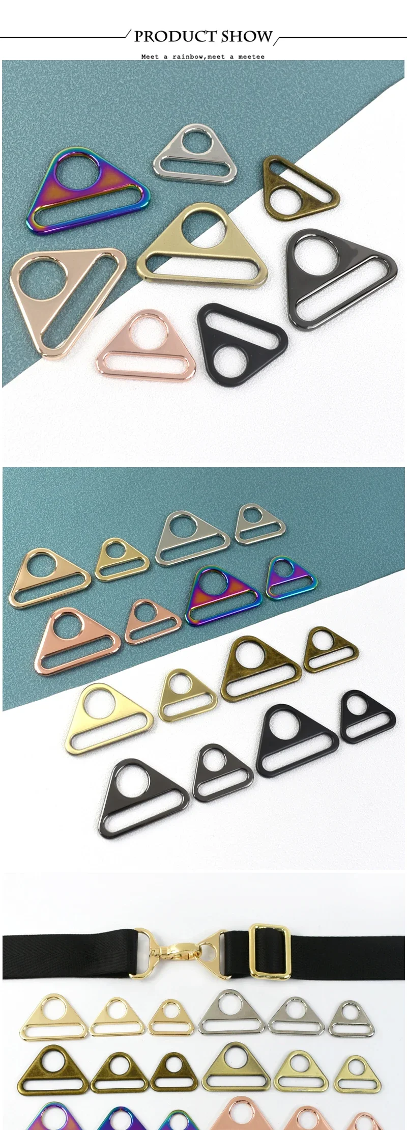 10Pcs Deepeel 20-50mm Metal Triangle Ring Belt Buckle Bikini Adjust Clasp Hook Clasps for Bra Strap Bag Webbing DIY Accessories