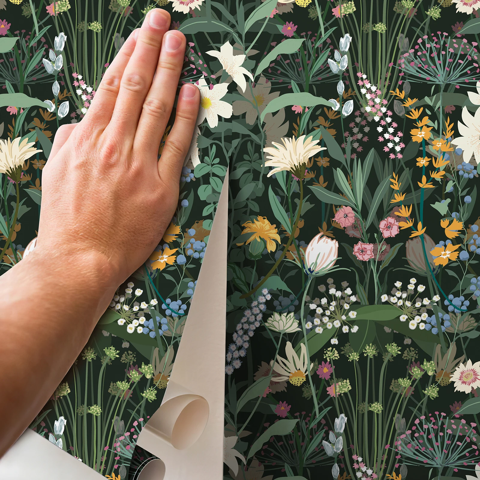 10M ดอกไม้วอลล์เปเปอร์กาวตนเอง 100% กันน้ําสวมใส่สติ๊กเกอร์ติดผนังที่ถอดออกได้สําหรับตกแต่งบ้านวอลล์เปเปอร์สติกเกอร์ 1