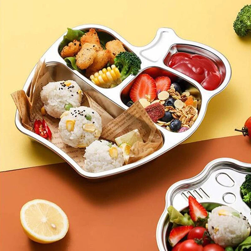 Stainless Steel Divided Dinner Tray Lunch Container Plate for School Canteen 3/4/5 Section 21