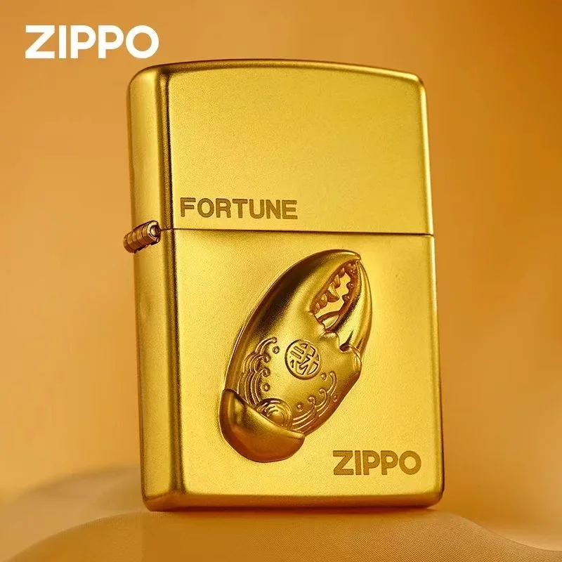 Accendino Zippo Collezione Antivento Fortune In Ottone Dorato In Scatola