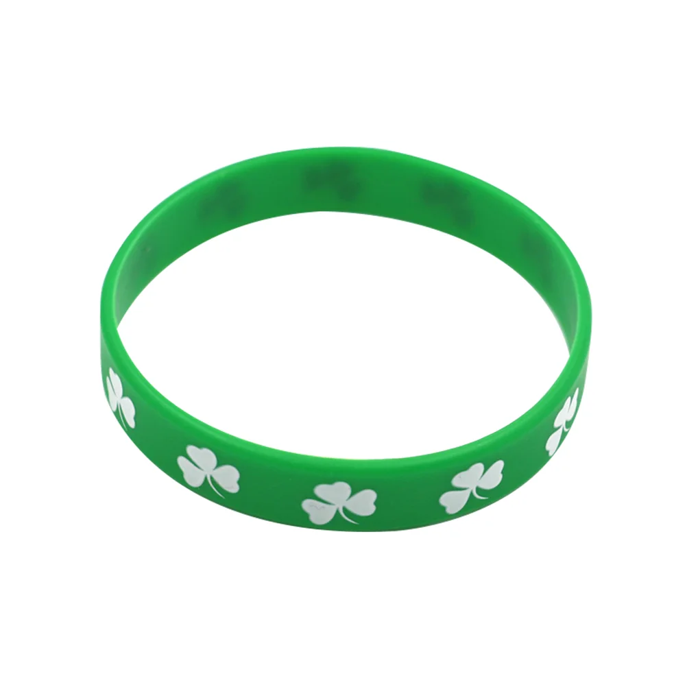 

Happyyami St Patricks Day Silicone Bracelet Chic Unique Stylish Party Hand Decoration Shamrock Wristbands Green Rubber