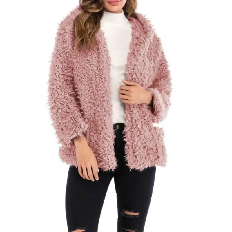 Autumn Winter Women Solid Color Fluffy Long Sleeve Knit Coat Open Front Cardigan coat Casual Sweaters Women Loose Cardigan hot