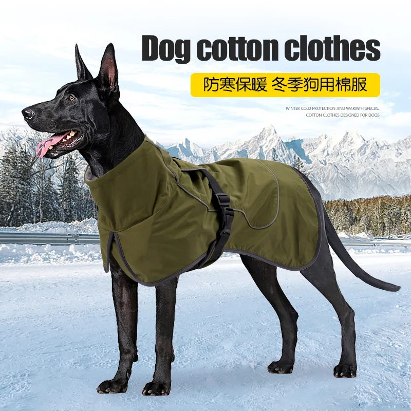 

Pet Dog Winter Clothes Plush Warm Cotton Reflective High collar Dog Vest Coat waterproof Medium Big Dog Clothes