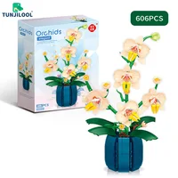 Building Blocks Orchid Flowers Bouquet Flower Blocks Bonsai Plant Model Bricks Romantic DIY Home Decoration Toy for Kids Gift 2