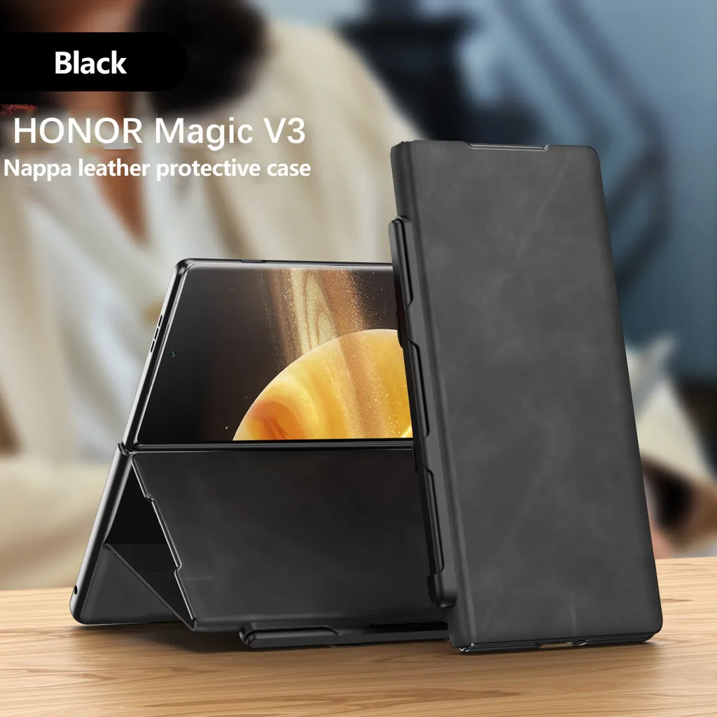 Honor Magic v3用のペン付き磁気フラップレザーケース,スタンド付きの