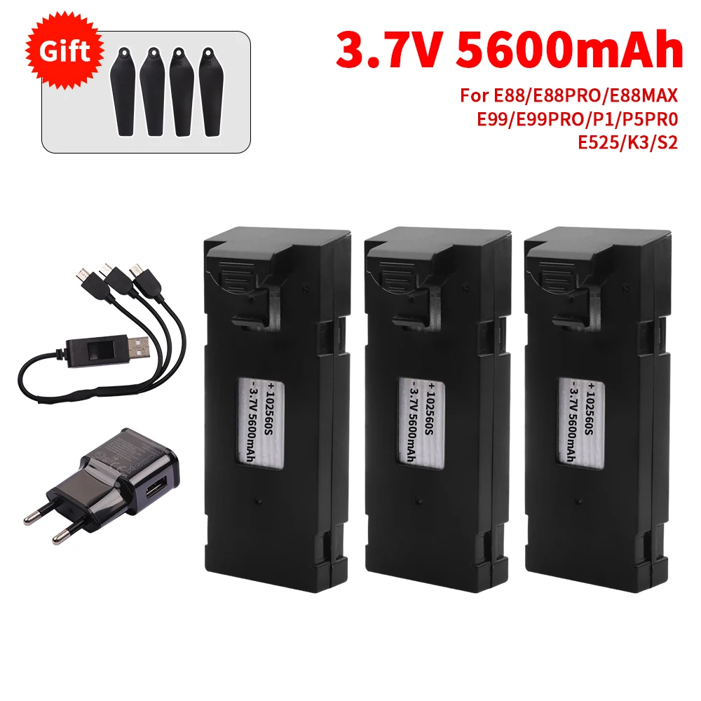 Description Picture 4 of item3.7V 5600mAh RC Drone Battery for S1S E88 E88PRO E88MAX E525 E99 E99PRO E99S P1 P5PRO K3 S1 P8 K6MAX K9MAX K11 A13 UAV Battery