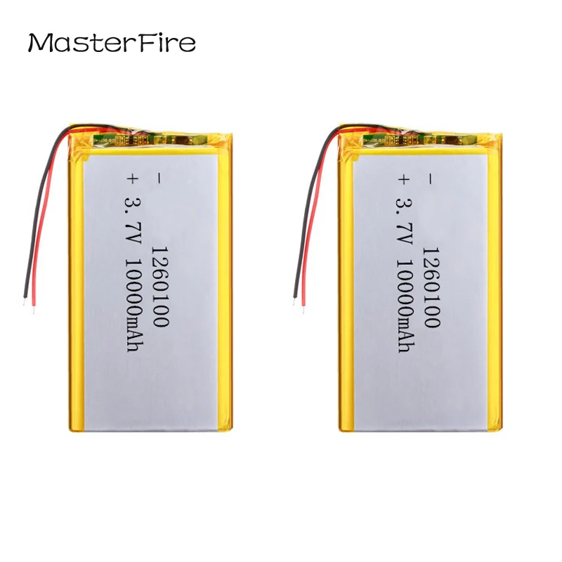 

2pcs/lot 3.7V 10000mah Rechargeable Lithium Polymer Battery 1260100 for Bluetooth Audio Wireless Mouse Earphone Tablet Batteries