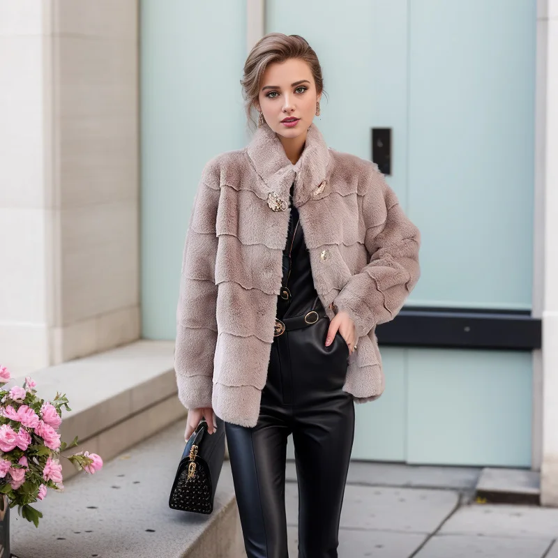 

Autumn and Winter New Women's Fur & Faux Fur Clothing Thick Warmer Single Breasted Danish Mink Fur Coat Top Fashion for Femme