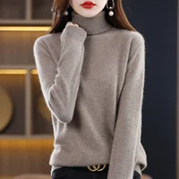 100% Merino Wool High Turnover Collar Knitted Sweater For Women's Autumn And Winter Warm Top Elegant 2YS Versatile Jiu Jia 206 - Image 2