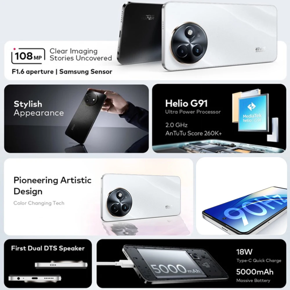 itel S24 smartphone 8GB+256GB 6.6-inch HD Side Fingerprint