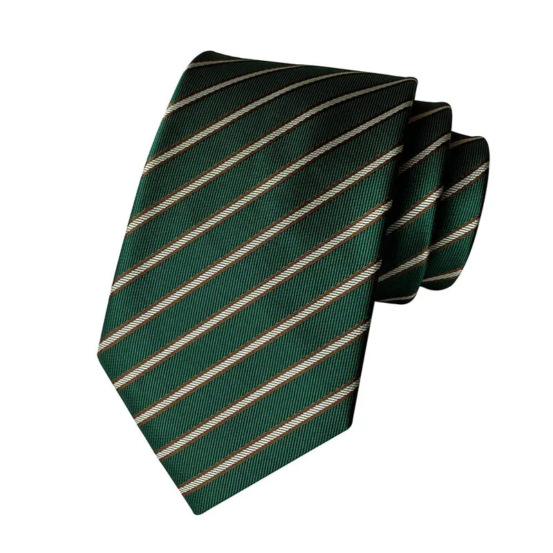 Neck Tie Fashion 8CM Mens Necktie Polka Dot Stripes Paisley Ties Man Jacquard Woven Ascot Green Color Business Party Accessories