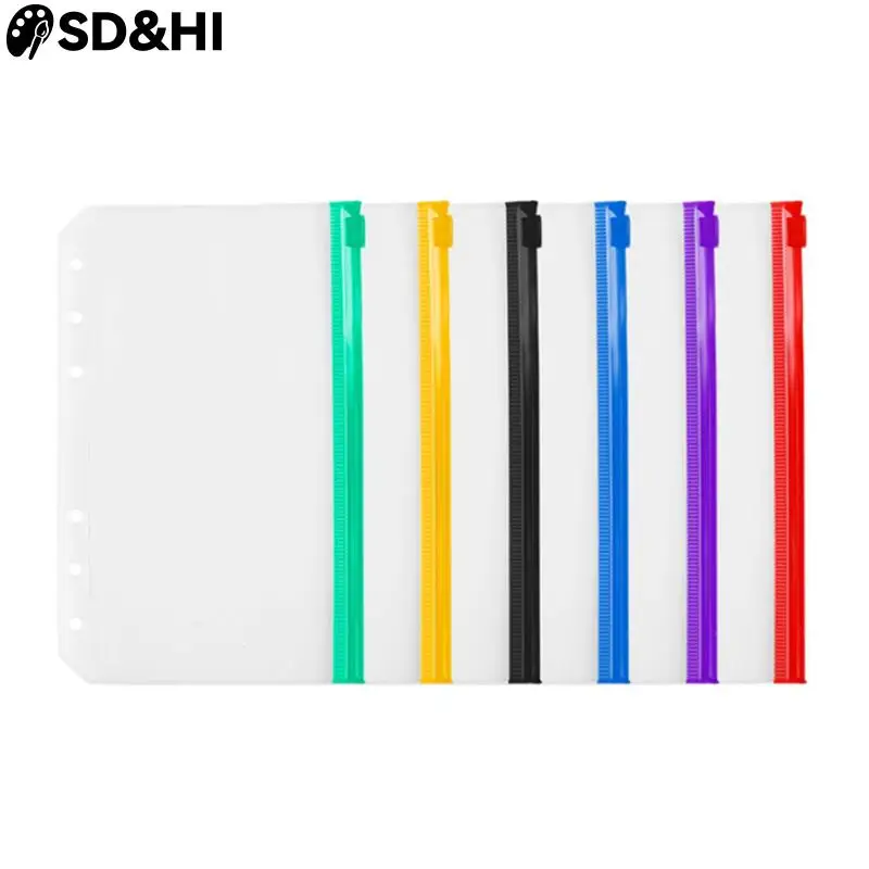 4pcs A6 6hole Binder Pockets Waterproof Pvc Cash Budget Envelopes Zipper Binder Pouches For
