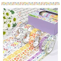 Washi Tape Set, 3/21 Rolls, Assorted Sizes, Floral 3m/Roll Washi Tape for Scrapbook, Arts, Crafts, Journals Planners Decorative 5