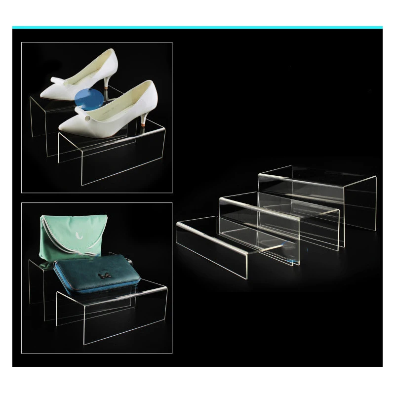 Description Picture 3 of item2pcs Clear Acrylic Display Stand For Shoes Cosmetic Showcase Jewelry Storage Rack U Shaped Action Figures Toys Collections Shelf